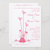 Pink Wild Blume Swirl Einladung Hochzeit (Vorne/Hinten)