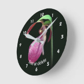 Pink Wild Lady Slipper Flower Personalized Runde Wanduhr (Winkel)