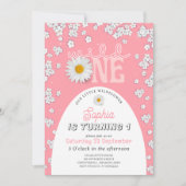 Pink Wild One Daisy 1st Birthday Invitation Einladung (Vorderseite)