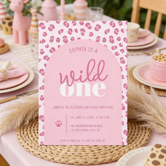 Pink Wild One Girl Einladung zum Geburtstag