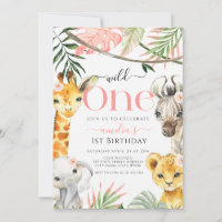 Pink Wild One Safari Jungle 1st Birthday girl