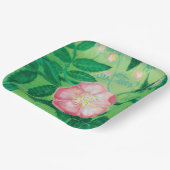 Pink Wild Rose Blooms Illustration Pappteller (Gewinkelt)