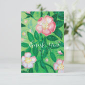 Pink Wild Rose blüht geheimer Garten Dankeskarte (Stehend Vorderseite)