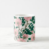 Pink Wild Rose Blume & Green Blätter Muster Kaffeetasse (Mittel)