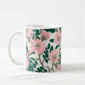 Pink Wild Rose Blume & Green Blätter Muster Kaffeetasse (Links)