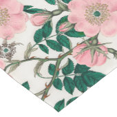 Pink Wild Rose Blume & Green Blätter Muster Kurzer Tischläufer (Ecke)