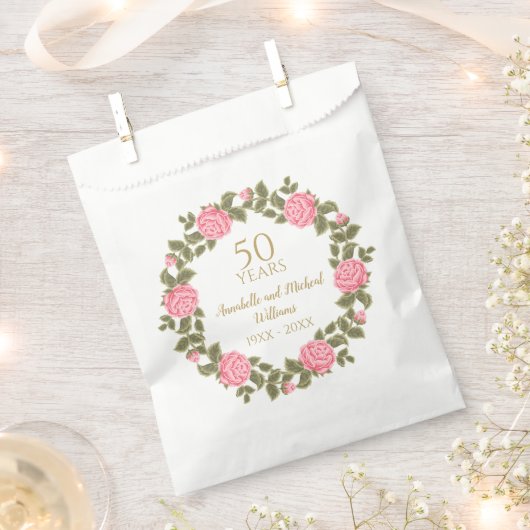 PINK WILD ROSE Blumengarten 50. Hochzeit Geschenktütchen (Ausgeschnitten)