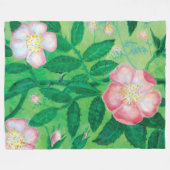 Pink Wild Rose Illustration Fleecedecke (Vorderseite (Horizontal))