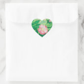 Pink Wild Rose Illustration Herz-Aufkleber (Tasche)