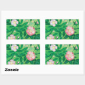 Pink Wild Rose Illustration Rechteckiger Aufkleber (Blatt)