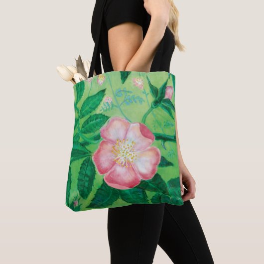 Pink Wild Rose Illustration Tasche (Von Nahem)