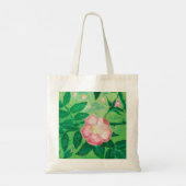 Pink Wild Rose Illustration Tragetasche (Rückseite)