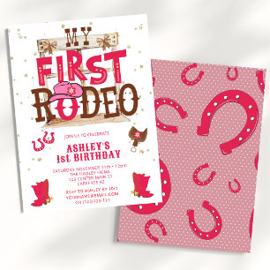 Pink Wild West Cowgirl 1. Geburtstags-Party Einladung