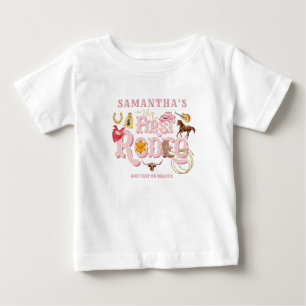 Pink Wild West First Rodeo Baby Girl 1. Geburtstag T-shirt