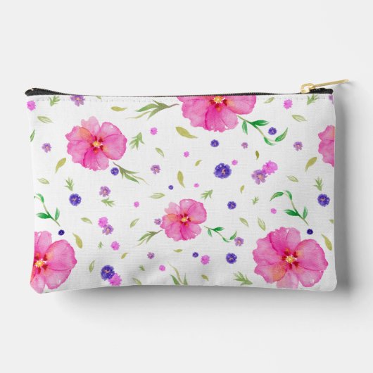 Pink Wildblume Aquarelltasche - Geschenk für die M Zubehörtasche (Rückseite)