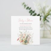 Pink Wildblume Baby in Bloom Baby Dusche Einladung (Stehend Vorderseite)