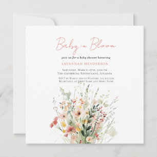 Pink Wildblume Baby in Bloom Baby Dusche Einladung