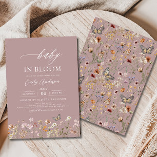 Pink Wildblume Baby in Bloom Baby Dusche Einladung