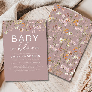 Pink Wildblume Baby in Bloom Baby Dusche Einladung