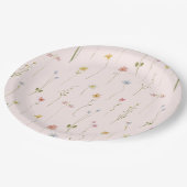 Pink Wildblume Baby in Bloom Baby Dusche Pappteller (Schrägansicht)