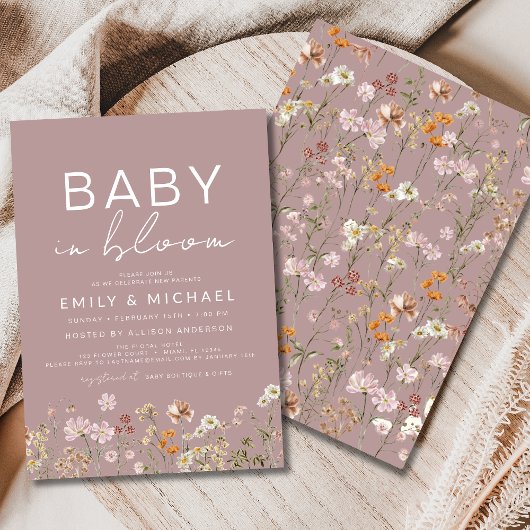 Pink Wildblume Baby in Bloom Couples Dusche Einladung