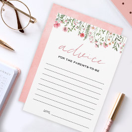 Pink Wildblume Babydusche Ratgeber Eltern-Karten Hinweiskarte