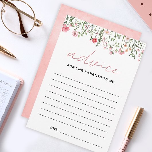 Pink Wildblume Babydusche Ratgeber Eltern-Karten Hinweiskarte