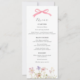 Pink Wildblume Bow Baby Showmenü Einladung
