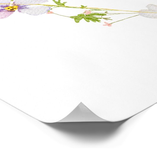 Pink Wildblume Bow Babydusche Begrüßungszeichen Poster (Ecke)