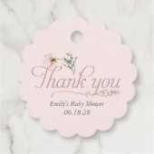 Pink Wildblume Elegant Baby Girl Danke Geschenkanhänger (Rückseite)