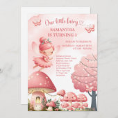 Pink Wildblume Fairy First Birthday Garden Party Einladung (Vorne/Hinten)