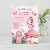 Pink Wildblume Fairy First Birthday Garden Party Einladung (Stehend Vorderseite)