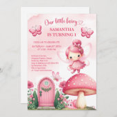 Pink Wildblume Fairy First Birthday Garden Party Einladung (Vorne/Hinten)