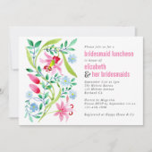 Pink Wildblume Floral Bridesmaid Luncheon Einladung (Vorderseite)