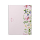 Pink Wildblume Floral Monogram Notepad Notizblock (Rotiert)