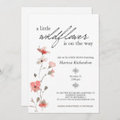 Pink Wildblume Girl Babydusche Einladung (Vorne/Hinten)
