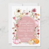 Pink Wildblume Pumpkin Baby Dusche Einladung (Vorderseite)