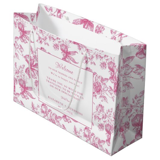 Pink Wildblume Tea Wedding Gästebuch Große Geschenktüte (Vorderseite Schrägansicht)