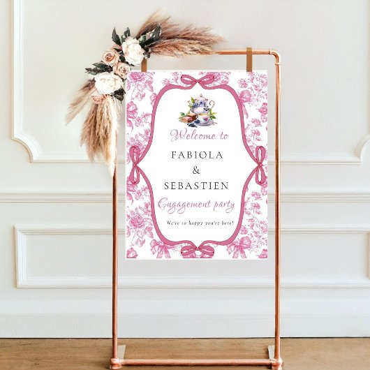 Pink Wildblume Tee Engagement Party Begrüßungszeic Poster