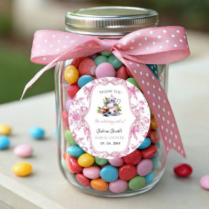 Pink Wildblume Tee Party Brautparty Vielen Dank Runder Aufkleber