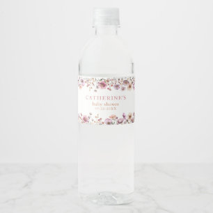 Pink Wildblume Watercolor Baby Showmarken - Du Wasserflaschenetikett