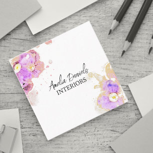 Pink Wildblume Watercolor Business Card Quadratische Visitenkarte