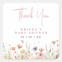 Pink Wildblumen Babydusche Vielen Dank für Ihre Un