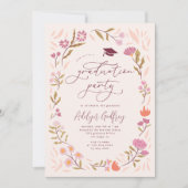 Pink Wildblumen Graduation Party Einladung (Vorderseite)