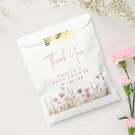 Pink Wildblumen Kinderdusche Danke Geschenktütchen