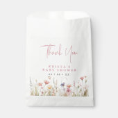 Pink Wildblumen Kinderdusche Danke Geschenktütchen (Vorderseite)