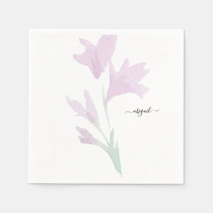Pink Wildblumen-Stiel benutzerdefinierter Name Serviette