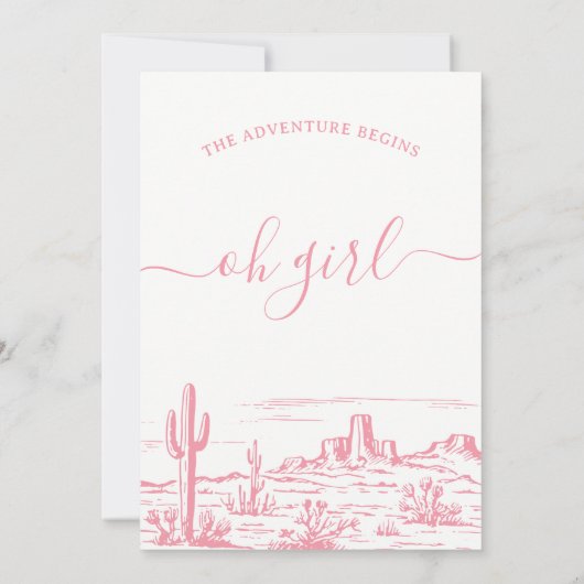 Pink Wilderness Adventure fängt Babydusche an Einladung (Rückseite)