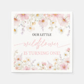 Pink Wildflower 1st Birthday Napkins Serviette (Vorderseite)