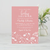 Pink Wildflower Baby Shower Einladung (Stehend Vorderseite)